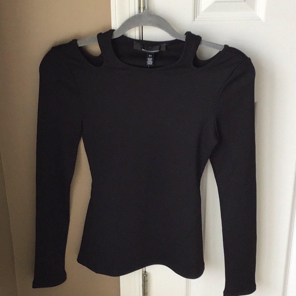 Black Cut-Out Shoulder Top